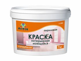 Латек Л204 Краска Интерьерная Моющаяся Акриловая Супербелая 45кг / Latek.
