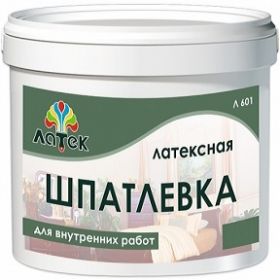 Шпатлевка Латексная Латек Л601 9кг Универсальная, Отлично Шлифуется для Внутренних Работ / Latek.
