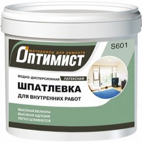 Шпатлевка Латексная Оптимист S601 1.5кг Белоснежная, Универсальная, Отлично Шлифуется для Внутренних Работ.