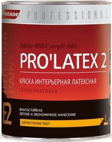 Краска Интерьерная Parade Professional E2 Prolatex 2 9л  Латексная, Белая, Глубокоматовая / Парад Пролатекс 2.