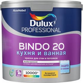 Краска для Кухни и Ванной Dulux Bindo 20 1л Полуматовая, Белая / Дюлакс.