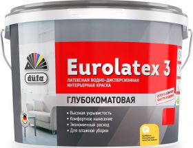 Краска для Стен и Потолков Dufa 2.5л Retail Eurolatex 3  Белая Водно-Дисперсионная, Глубокоматовая / Дюфа Евролатекс 3.