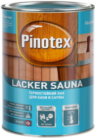 Лак для Бани и Сауны Pinotex Lacker Sauna 20 2.7л Бесцветный, Полуматовый, Термостойкий до 120°С / Пинотекс Лакер Сауна.