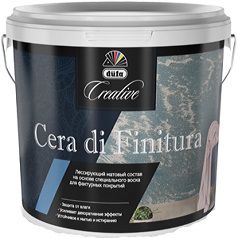 Лессирующий Состав Dufa Creative Cera Di Finiturа 2.5л Матовый, Бесцветный на Основе Специального Воска для Фактурных Покрытий / Дюфа Сира Ди Финитура.
