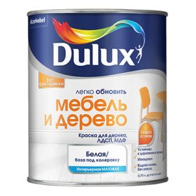 Краска Мебель и Дерево Dulux 0.75л Белая, Износостойкая, Водная, Матовая для Дерева, ЛДСП, МДФ / Дюлакс Мебель и Дерево.