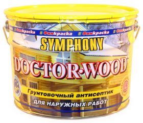 Грунтовочный Антисептик Финкраска Symphony DOCTOR WOOD 10л Бесцветный на Основе Алкида Льняного Масла для Наружных Работ / Симфония Доктор Вуд.