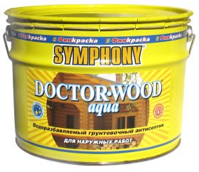 Грунтовочный Антисептик Финкраска Symphony DOCTOR WOOD Aqua 10л Водоразбавляемый для Наружных Работ / Симфония Доктор Вуд Аква.
