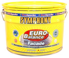 Краска Фасадная Финкраска Symphony Euro-Balance Facade Siloxan 10л Белая, Матовая, Силокcанмодифицированная, Водоразбавляемая / Симфония Евро Баланс Фасад Силоксан.
