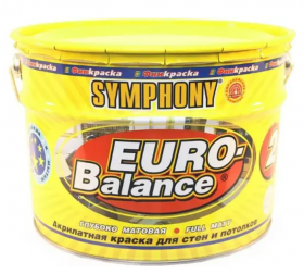 Краска Интерьерная Финкраска Symphony Euro Balance 2 3л Акриловая, Матовая, Белая для Сухих и Влажных Помещений, Пластиковое Ведро / Симфония Евро Баланс 2.