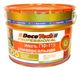 Эмаль ПФ-115 Финкраска DecoTech 0.9кг RAL 8017 Шоколадно-Коричневая, Алкидная, Глянцевая для Внутренних и Наружных / Декотек.*