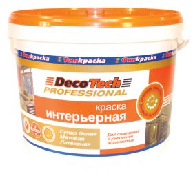 Краска Интерьерная Финкраска DecoTech 10л Белая, Матовая, Латексная для Помещений с Умеренной Влажностью / Декотек Профессионал.