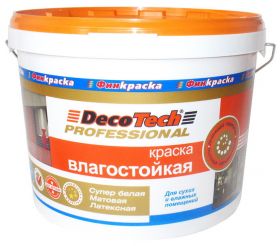 Краска Влагостойкая Финкраска DecoTech 3л Интерьерная, Белая, Матовая, Латексная для Сухих и Влажных Помещений / Декотек Профессионал.