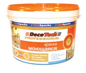 Краска для Кухни и Ванной Финкраска DecoTech 10л Моющаяся, Белая, Матовая, Латексная / Декотек Профессионал.