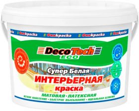 Краска Интерьерная Финкраска DecoTech Eco 14кг Супербелая для Помещений с Умеренной Влажностью, Матовая, Латексная / Декотек Эко.