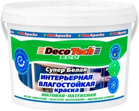 Краска Интерьерная Финкраска DecoTech Eco 3кг Супербелая, Влагостойкая, Матовая, Латексная / Декотек Эко.