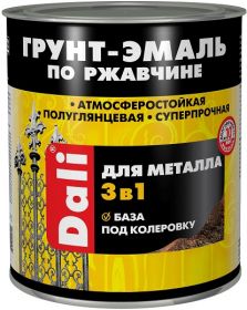 Грунт-Эмаль по Ржавчине 3 в 1 Dali 0.7л База А (Белый) Гладкая, Полуглянцевая для Металлических Поверхностей / Дали