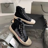 Текстильные высокие кеды Balenciaga PARIS черные