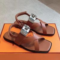 Сандалии HERMES Premium с замком коричневые