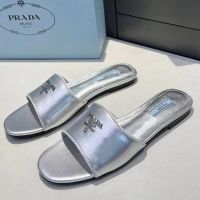 Шлепанцы PRADA PREMIUM серебряные