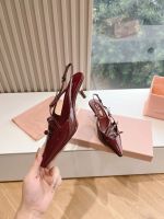 Босоножки MIU MIU PREMIUM на каблуке бордовые