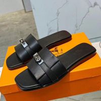 Шлепанцы HERMES Premium с замком черные