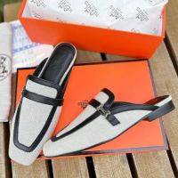 Мюли HERMES Premium серо-черные