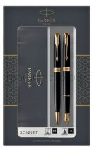 Набор Parker Sonnet Ручка перьевая + ручка шариковая LaqBlack GT 2093371