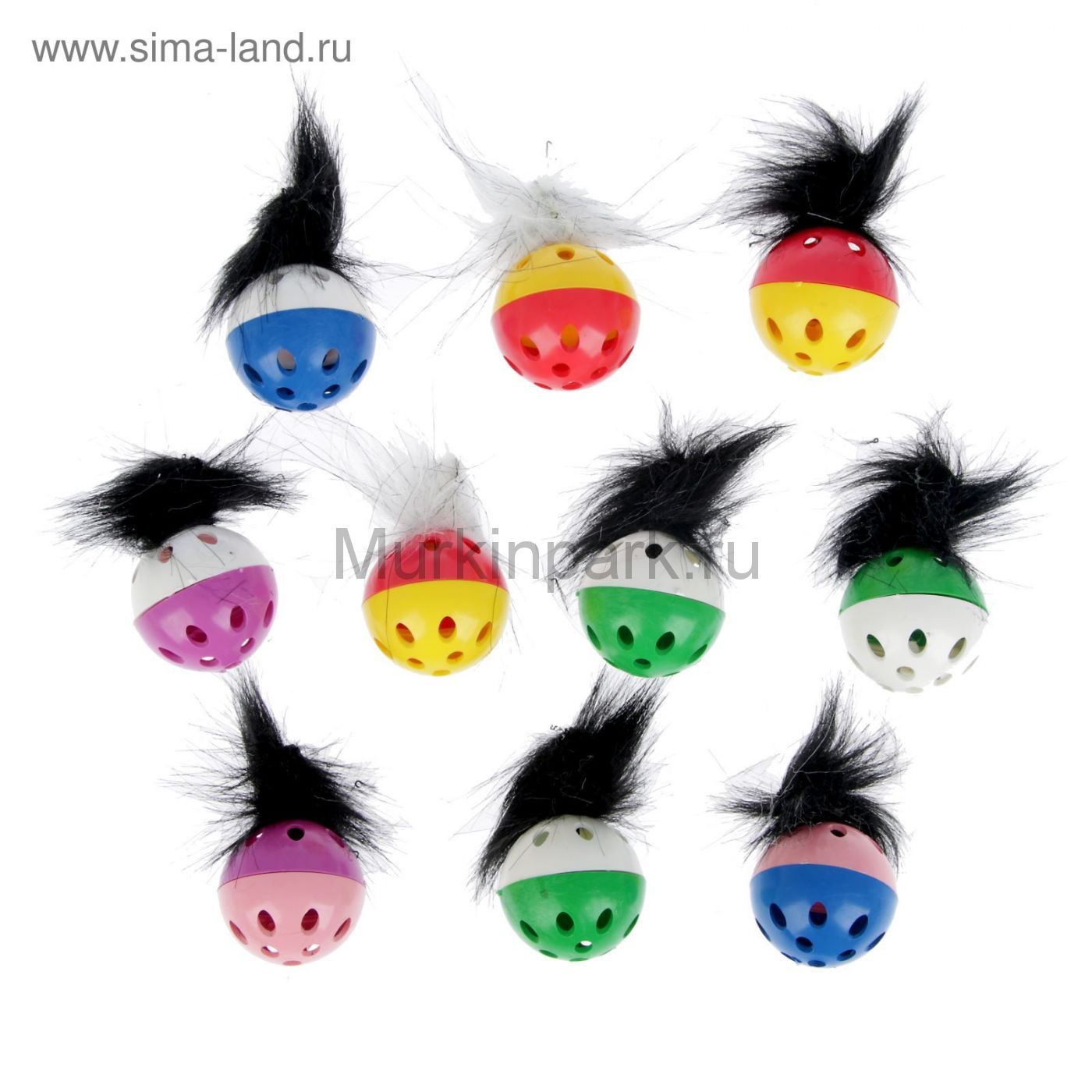 Игрушка для кошек "Погремушка с бубенчиком  и  мехом" Зооник, микс