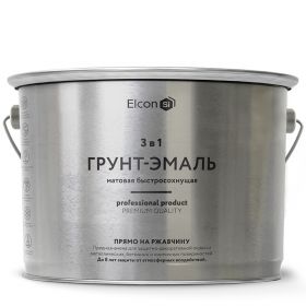 Грунт-Эмаль по Ржавчине Elcon 3 в 1 10кг Быстросохнущая, Атмосферостойкая, Серая / Элкон 3 в 1.