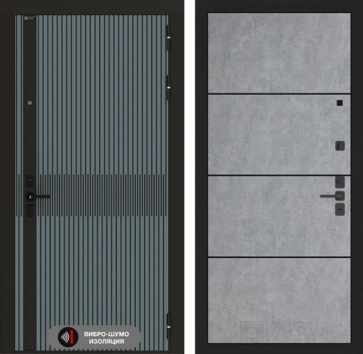 Дверь входная Лабиринт ISSIDA 25 Бетон светлый (черная вставка)