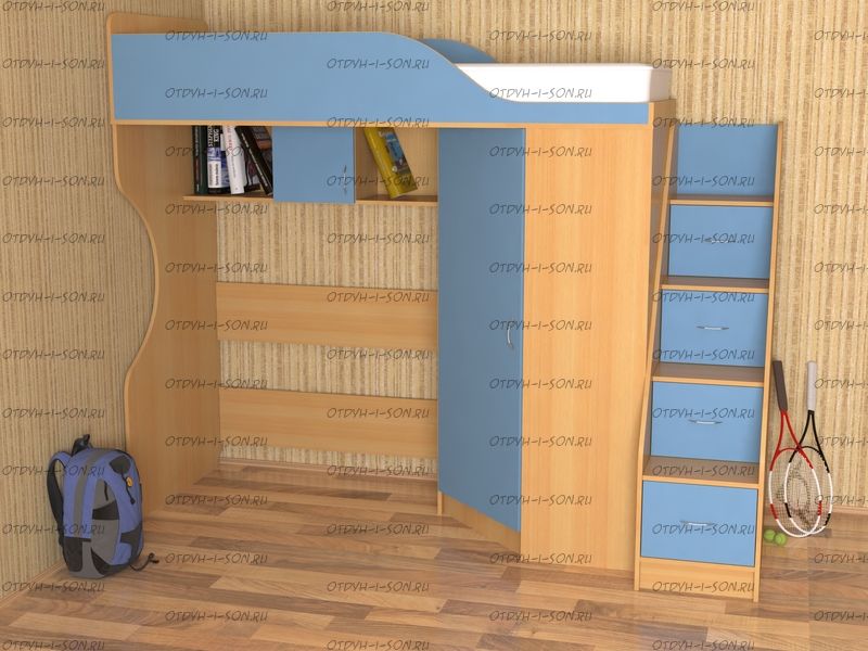 Кровать-чердак Квартет-2 без стола, любые цвета