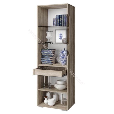 Шкаф со стеклом "Наоми" ШК-23 (Дуб каньон/Графит нубук)