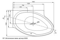 Асимметричная угловая ванна Bette Pool I 6053 160х102 схема 2