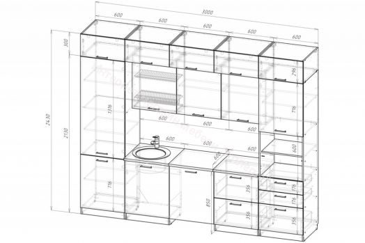 Кухонный гарнитур Лотос экстра 5 3000 мм