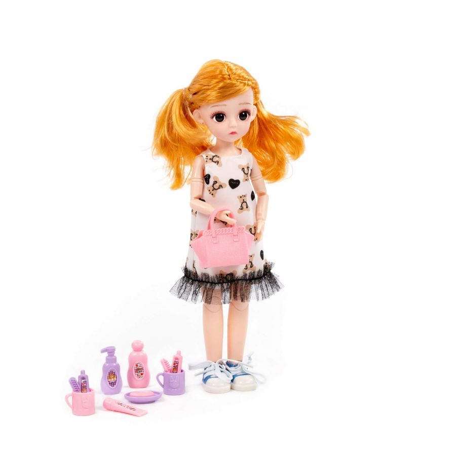 Кукла "Даша" (29 см) в платье + аксессуары (12 элементов) (в коробке №2)