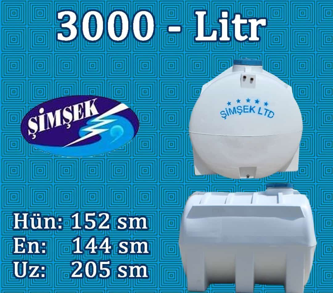 Şimşek SY-3000-152 polietilen su çeni 3000 litr