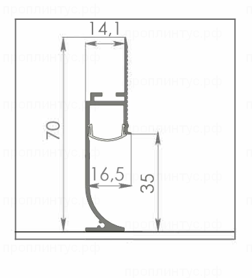 Теневой радиусный плинтус чёрный анодированный
