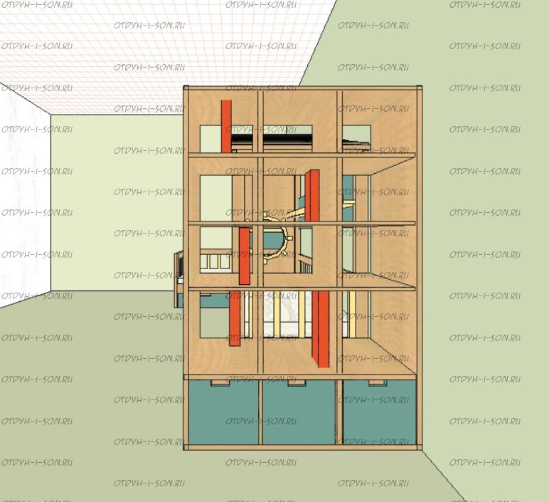 Стеллаж 9 секций Джери Массив 3 (120х35х120) любые цвета