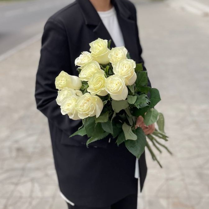 Белые розы Эквадор (от 11 шт)