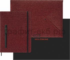 Набор Moleskine Prescious&Ethical Shine книжка/ручка перьев/конверт XLarge лин.борд.LEHSHINEBUNDMRED