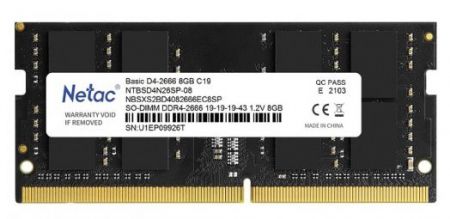 Модуль памяти SO-DIMM DDR4 8Gb Netac 2666 NTBSD4N26SP-08