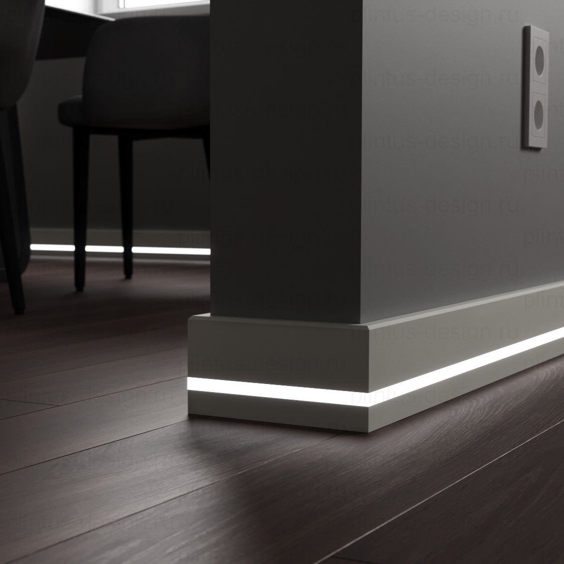 LWD Classic Орегон плинтус с подсветкой из МДФ