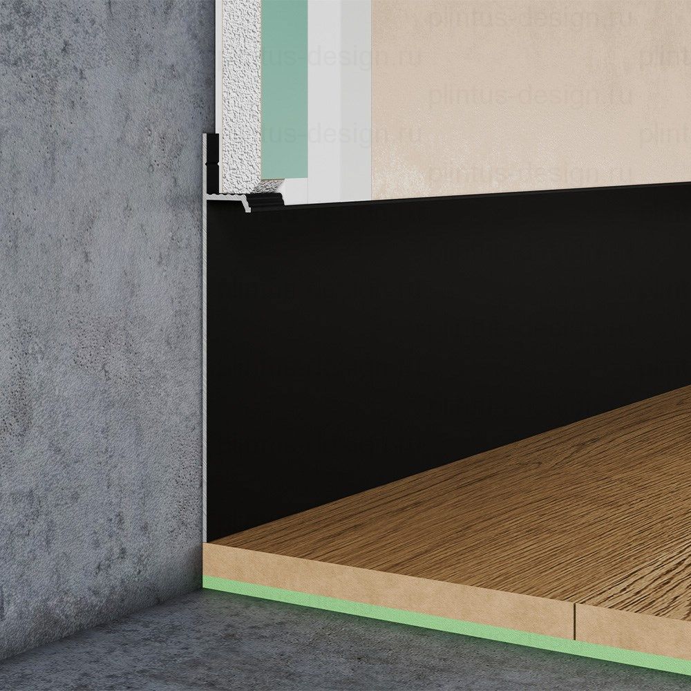Плинтус скрытого монтажа Pro Design 323 чёрный анодированный