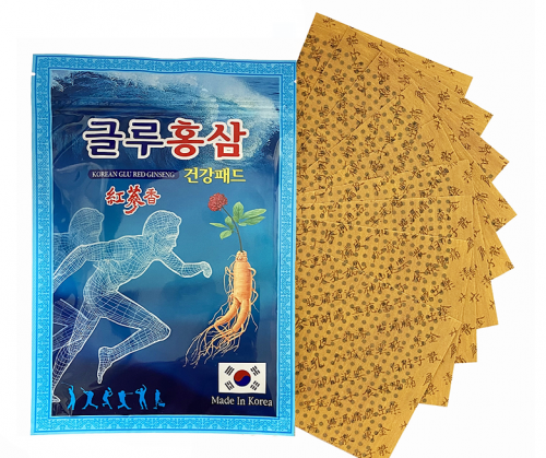 Корейский пластырь с красным женьшенем и глюкозамином Korean Glu Red Ginseng, 20 шт