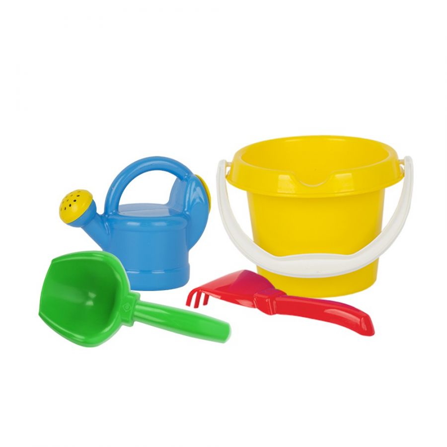 «Игра детский песочный набор 4 предмета (ведро, совок, грабли, лейка)»