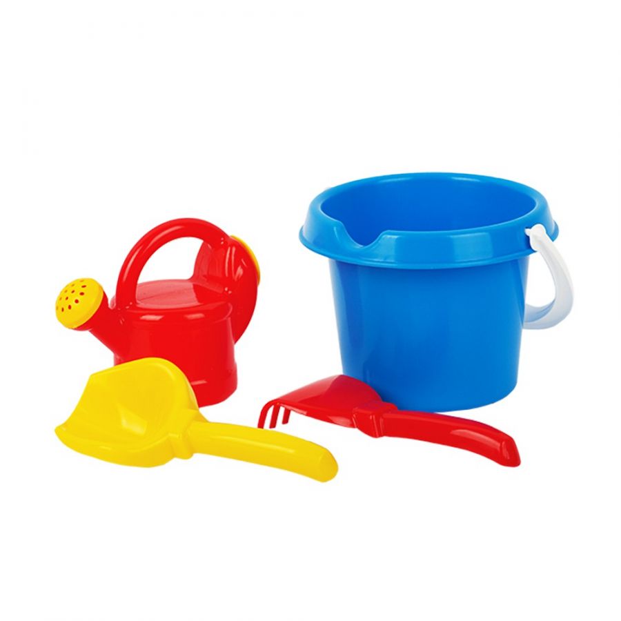 «Игра детский песочный набор 4 предмета (ведро, совок, грабли, лейка)»
