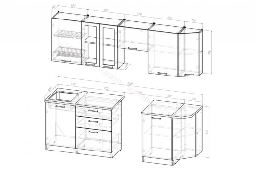Кухонный гарнитур Лира базис 2400 мм