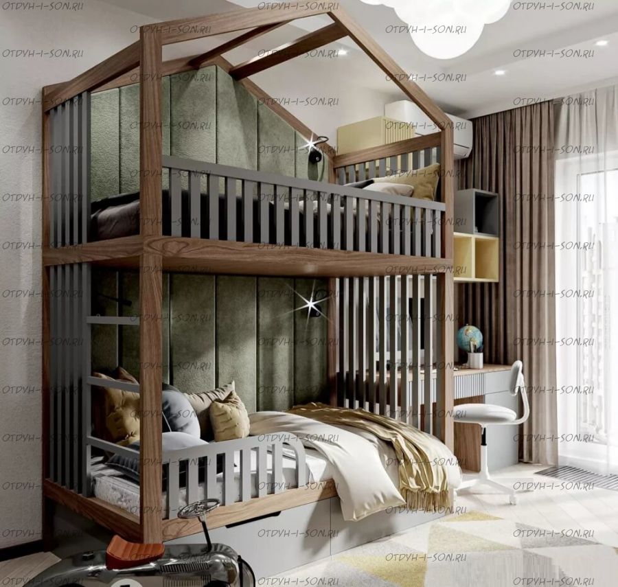 Кровать двухъярусная Домик Roof №587 (двухъярусная кровать домик)