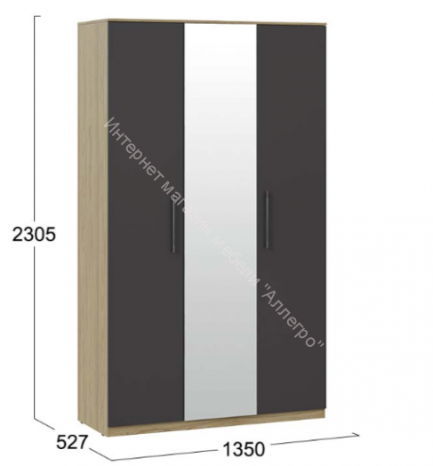 Шкаф комбинированный "Агата" 200.001.000 Вяз благородный/Базальт