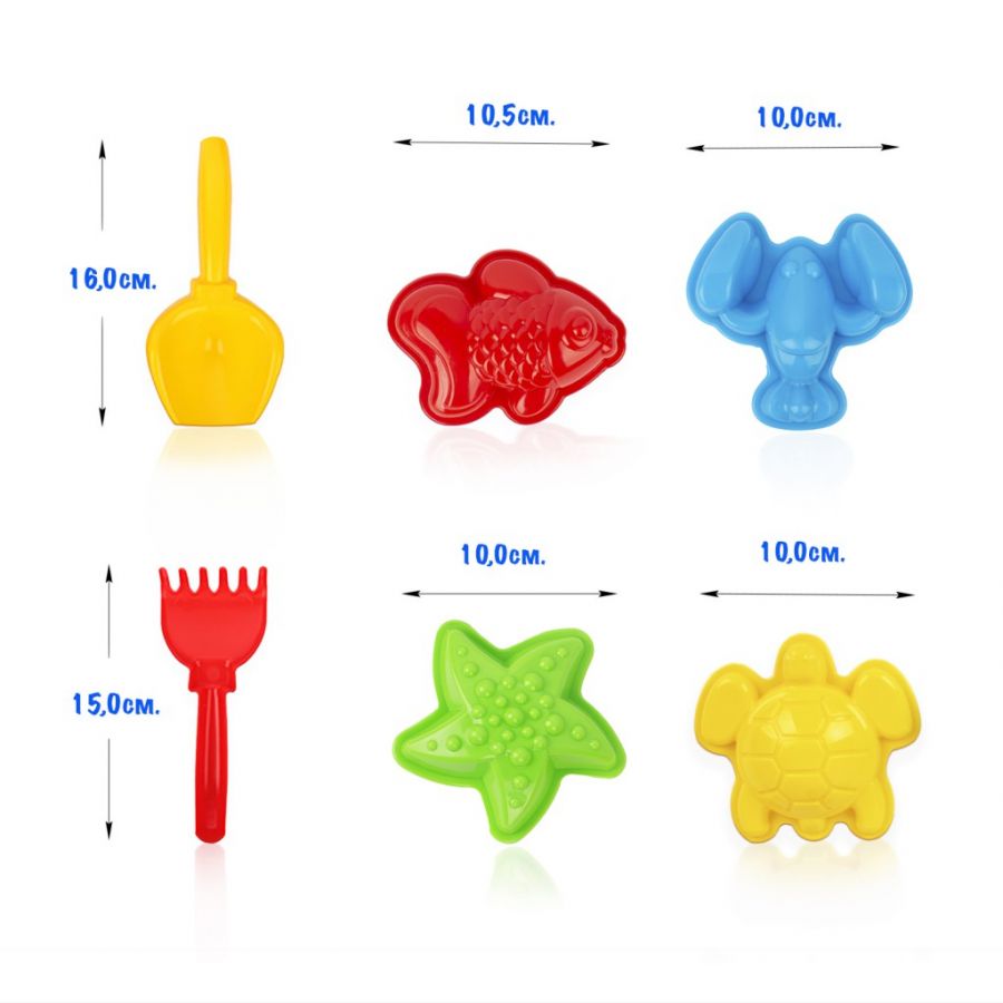 «Игра детский песочный набор 6 предметов (формы для песка, совок, грабли)»